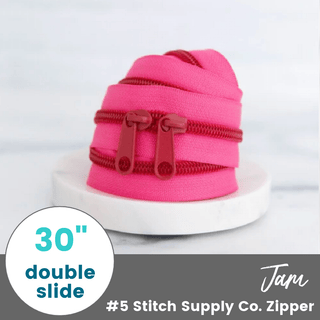 Jam | 30" Nylon Coil Zipper | *Size #5* with Two Pulls - Emmaline Bags Inc.-Bag Zippers
