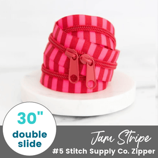 Jam Stripe | 30" Nylon Coil Zipper | *Size #5* with Two Pulls - Emmaline Bags Inc.-Bag Zippers