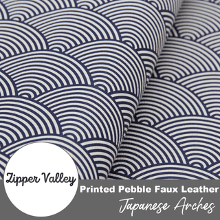 Japanese Arches | Zipper Valley Printed Pebble Faux Leather | 18" x 54" Pre - Cut - Emmaline Bags Inc. - Fabric