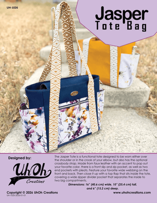 Jasper Tote Bag by UhOh Creations (Printed Paper Pattern) - Emmaline Bags Inc.-Sewing Patterns