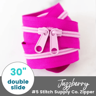 Jazzberry | 30" Nylon Coil Zipper | *Size #5* with Two Pulls - Emmaline Bags Inc.-Bag Zippers