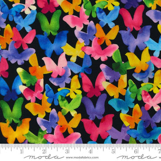 Kaleidoscope Wings on Black // Playgrounds (1/4 yard) - Emmaline Bags Inc.