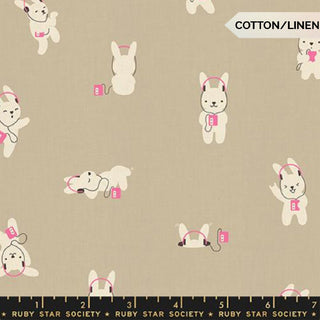 Khaki Rabbeats (Linen) | LoFi Linens by Ruby Star Society (¼ Yard) - Emmaline Bags Inc.-Fabric