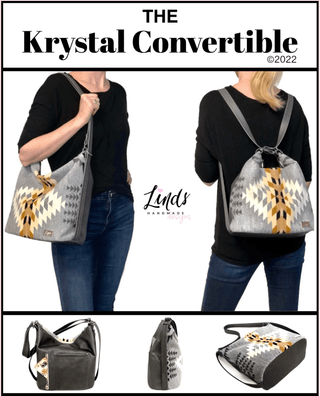 Krystal Convertible Bag by Linds Handmade (Printed Paper Pattern) - Emmaline Bags Inc.