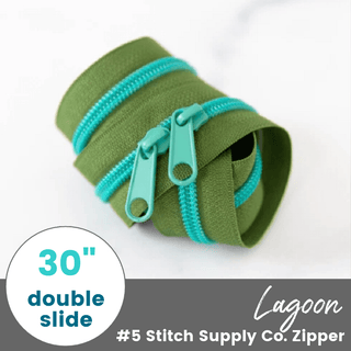 Lagoon | 30" Nylon Coil Zipper | *Size #5* with Two Pulls - Emmaline Bags Inc.-Bag Zippers