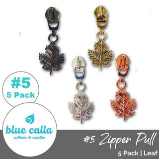 Leaf Zipper Sliders with Pulls - SIZE5 (5 Pack) - Emmaline Bags Inc. - Emmaline Zippers