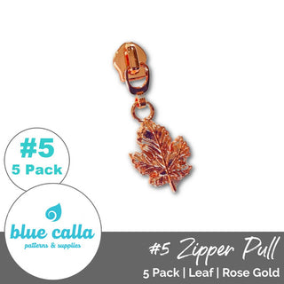 Leaf Zipper Sliders with Pulls - SIZE5 (5 Pack) - Emmaline Bags Inc. - Emmaline Zippers