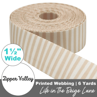 Life in the Beige Lane | Zipper Valley Printed Webbing (6 Yards) | 1 ½" Wide (38 mm) - Emmaline Bags Inc. - Straps & Handles