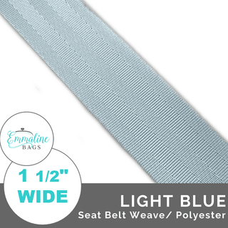 Light Blue - Seat Belt Webbing (Per 1 Yard) • 1 1/2" Wide (38 mm) - Emmaline Bags Inc. - Straps & Handles