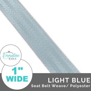 Light Blue - Seat Belt Webbing (Per 1 Yard) - 1" Wide (25 mm) - Emmaline Bags Inc. - Straps & Handles