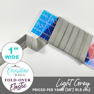 Light Grey | Fold-Over Elastic (Per 1 Yard) • 1 " Wide (25 mm) - Emmaline Bags Inc.-Sewing Supplies & Notions