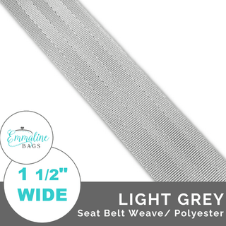 Light Grey - Seat Belt Webbing (Per 1 Yard) • 1 1/2" Wide (38 mm) - Emmaline Bags Inc. - Straps & Handles