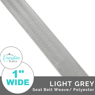 Light Grey - Seat Belt Webbing (Per 1 Yard) - 1" Wide (25 mm) - Emmaline Bags Inc. - Straps & Handles