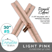 Light Pink | Emmaline 30" Nylon Coil Zipper | *SIZE#5* with Two Rectangle Pulls