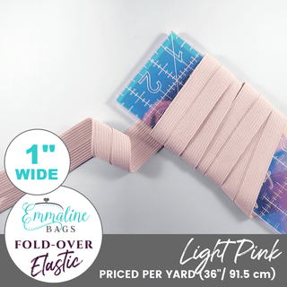 Light Pink | Fold-Over Elastic (Per 1 Yard) • 1 " Wide (25 mm) - Emmaline Bags Inc.-Sewing Supplies & Notions