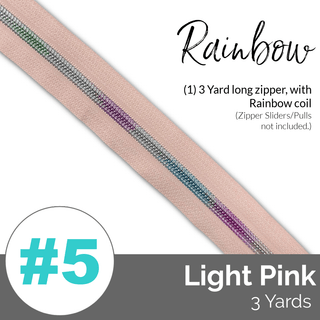 Light Pink | Nylon Coil Zipper | SIZE5* (3 Yards) - Emmaline Bags Inc. - Bag Zippers
