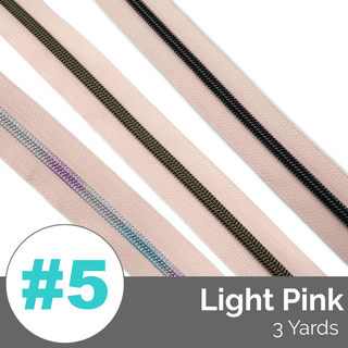 Light Pink | Nylon Coil Zipper | SIZE5* (3 Yards) - Emmaline Bags Inc. - Bag Zippers