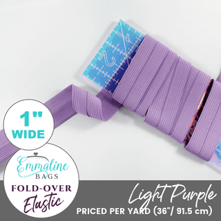 Light Purple | Fold-Over Elastic (Per 1 Yard) • 1 " Wide (25 mm) - Emmaline Bags Inc.-Sewing Supplies & Notions