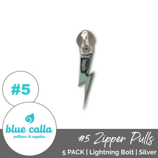 Lightning Zipper Sliders with Pulls - SIZE5 (5 Pack) - Emmaline Bags Inc. - Emmaline Zippers