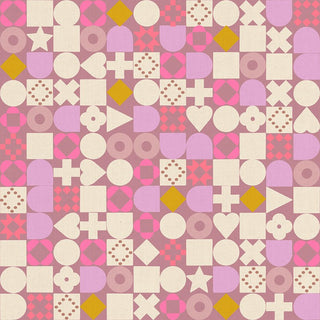 Lilac Blocked (Linen) | LoFi Linens by Ruby Star Society (¼ Yard) - Emmaline Bags Inc.-Fabric