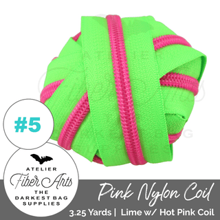 Lime & Hot Pink Coil | Nylon Coil Zipper | SIZE5* (3.25 Yards) - Emmaline Bags Inc. - Bag Zippers