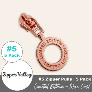 'Limited Edition' | Zipper Sliders with Pulls | Size 5 (5 Pack) - Emmaline Bags Inc. - Bag Zippers