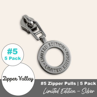 'Limited Edition' | Zipper Sliders with Pulls | Size 5 (5 Pack) - Emmaline Bags Inc. - Bag Zippers