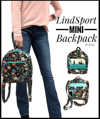 LindSport Mini Backpack by Linds Handmade (Printed Paper Pattern) - Emmaline Bags Inc.