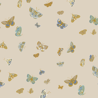 Linen Butterfly House // METALLIC // English Rose by Rifle Paper Co. (1/4 yard) - Emmaline Bags Inc.