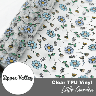 Little Garden | Zipper Valley Clear TPU Vinyl | 12" x 52" Pre - cut - Emmaline Bags Inc. - Fabric