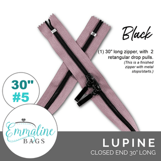 Lupine | Emmaline 30" Nylon Coil Zipper | *SIZE5* with Two Rectangle Pulls - Emmaline Bags Inc.-Emmaline Zippers