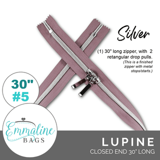 Lupine | Emmaline 30" Nylon Coil Zipper | *SIZE5* with Two Rectangle Pulls - Emmaline Bags Inc.-Emmaline Zippers