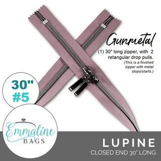 Lupine | Emmaline 30" Nylon Coil Zipper | *SIZE5* with Two Rectangle Pulls - Emmaline Bags Inc.-Emmaline Zippers
