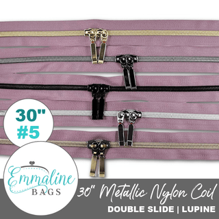 Lupine | Emmaline 30" Nylon Coil Zipper | *SIZE5* with Two Rectangle Pulls - Emmaline Bags Inc.-Emmaline Zippers