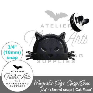 Magnetic Edge Snap/Clasp: 'Cat Face' | 3/4" (18mm) Snap - Emmaline Bags Inc. - Bag Hardware