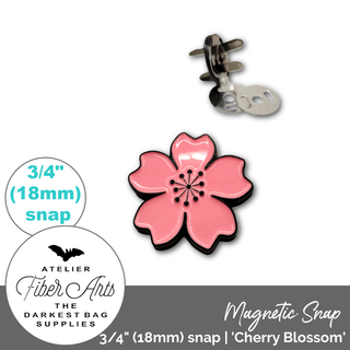 Magnetic Snap: Enamel Pink Cherry Blossom | 3/4" (18mm) Snap - Emmaline Bags Inc. - Bag Hardware