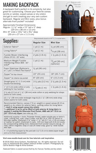 Making Backpack by Noodlehead (Printed Paper Pattern) - Emmaline Bags Inc. - Sewing Patterns
