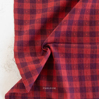 Marachino Gingham Hearts // Queen of Hearts by Fableism Wovens - (1/4 yard) - Emmaline Bags Inc.