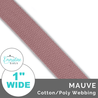 Mauve | Cotton/Poly Webbing (Per 1 Yard) • 1 " Wide (25 mm) - Emmaline Bags Inc. - Straps & Handles