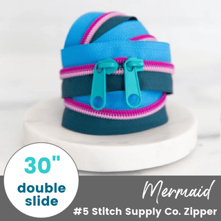 Mermaid | 30" Nylon Coil Zipper | *Size #5* with Two Pulls - Emmaline Bags Inc.-Bag Zippers