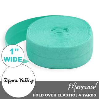 Mermaid | Zipper Valley Fold Over Elastic | 1" (25 mm) (4 Yards) - Emmaline Bags Inc.-Sewing Supplies & Notions