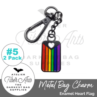 Metal Bag Charm: Enamel Heart Flag - Emmaline Bags Inc. - Bag Hardware
