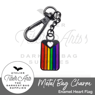 Metal Bag Charm: Enamel Heart Flag - Emmaline Bags Inc. - Bag Hardware