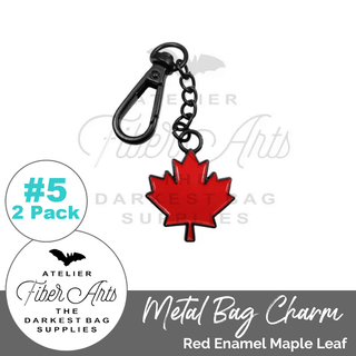 Metal Bag Charm: Enamel Red Maple Leaf - Emmaline Bags Inc. - Bag Hardware