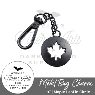 Metal Bag Charm: Maple Leaf in Circle - Emmaline Bags Inc. - Bag Hardware
