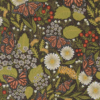 Metallic \\ Black Summer Butterfly // Bee Garden by Gingiber (1/4 yard) - Emmaline Bags Inc.