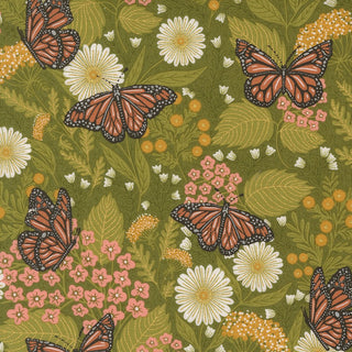 Metallic \\ Ivy Summer Butterfly // Bee Garden by Gingiber (1/4 yard) - Emmaline Bags Inc.