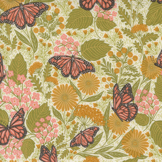 Metallic \\ Porcelain Summer Butterfly // Bee Garden by Gingiber (1/4 yard) - Emmaline Bags Inc.