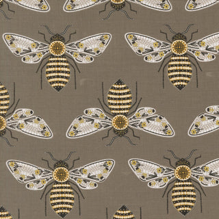 Metallic \\ Slate Bumblebee // Bee Garden by Gingiber (1/4 yard) - Emmaline Bags Inc.