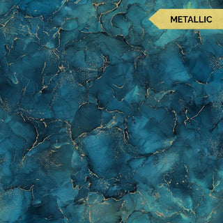 Metallic \\ Teal // Midas for Northcott (1/4 yard) - Emmaline Bags Inc.